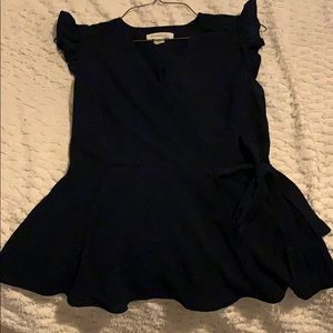 Navy blue v cute blouse